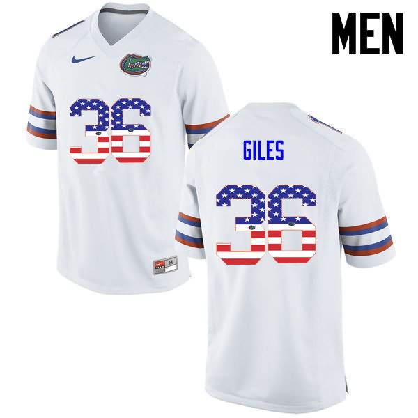 NCAA Florida Gators Eddie Giles Men's #36 USA Flag Fashion Nike White Stitched Authentic College Football Jersey AID8264MS